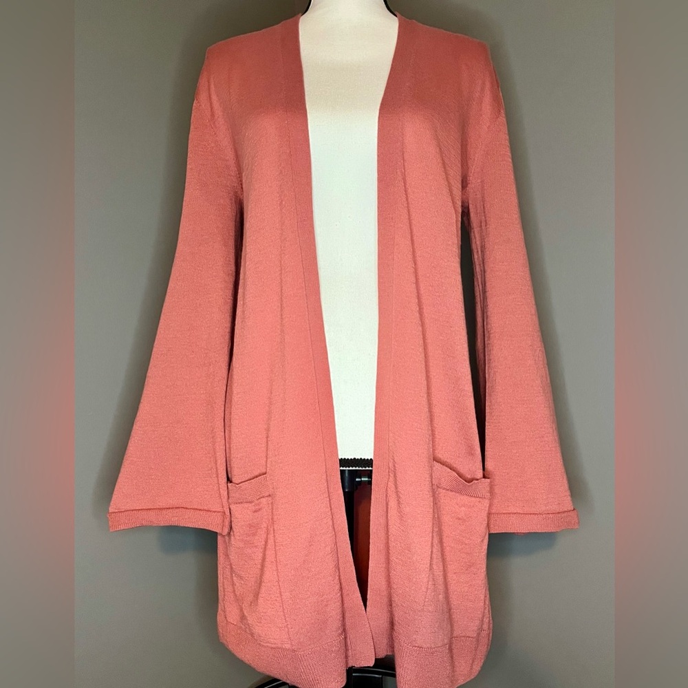 Hinge Bell Sleeve Cardigan in Salmon 
S - Small